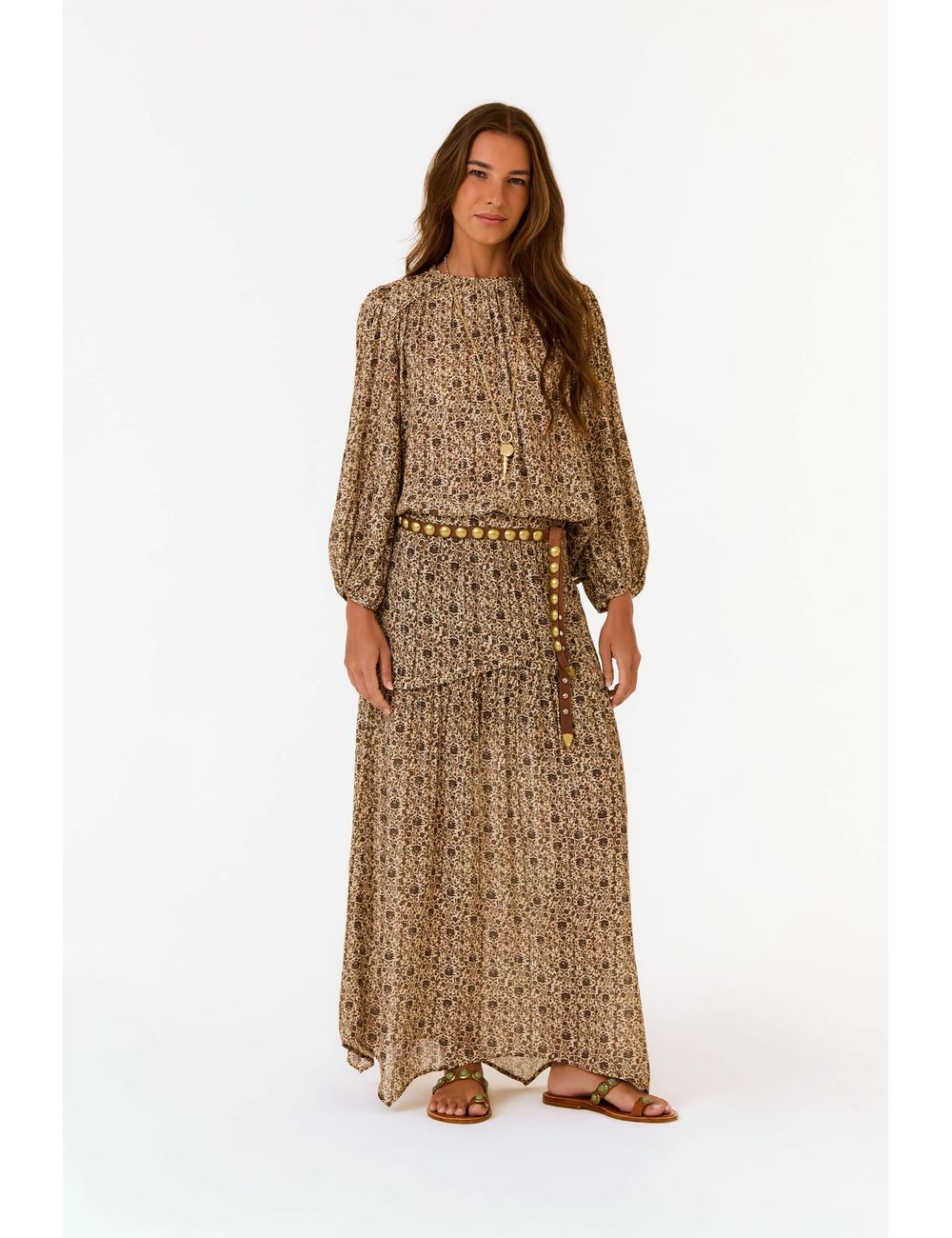 Saia Longa Estampa Gerânio