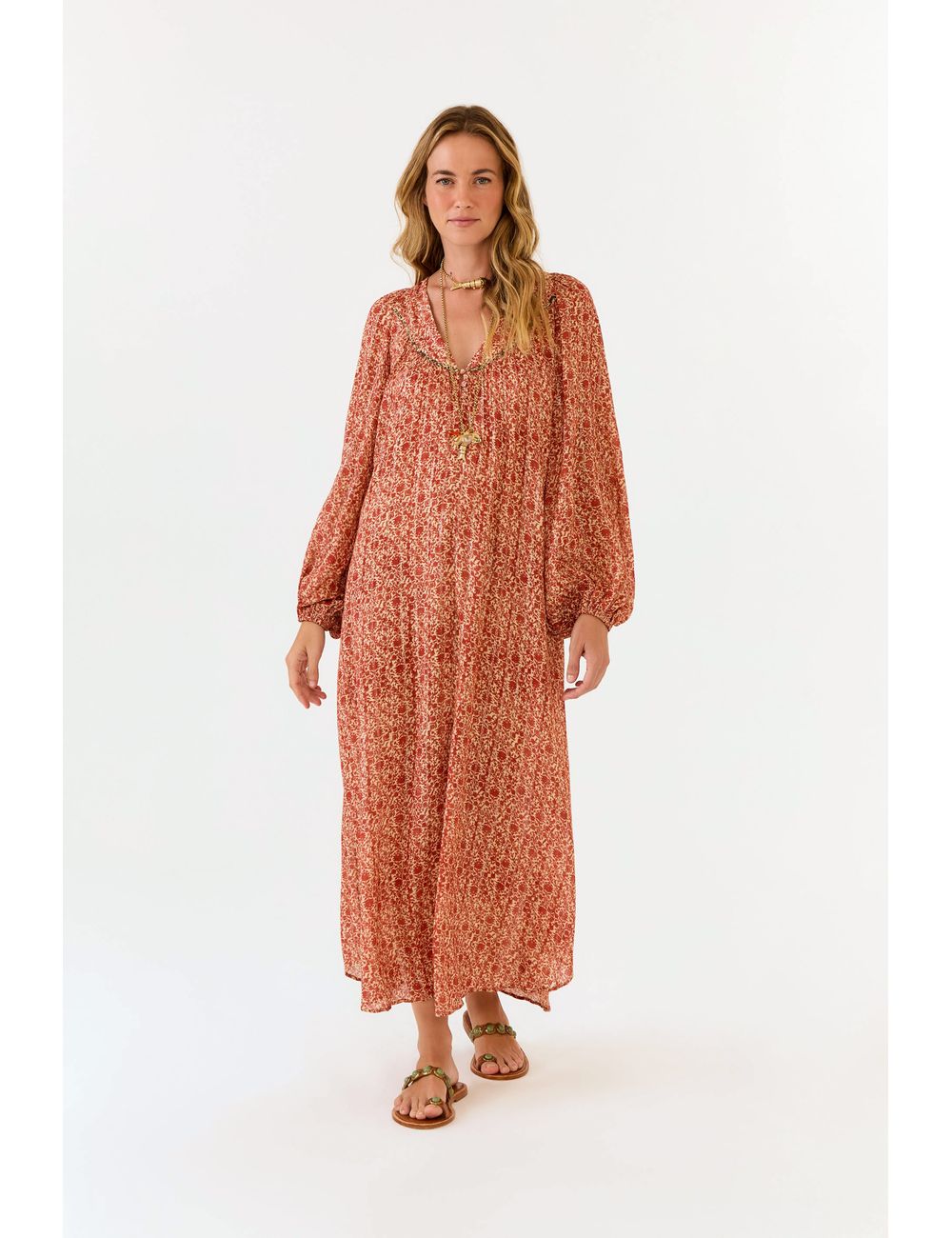 Vestido Midi Estampa Gerânio