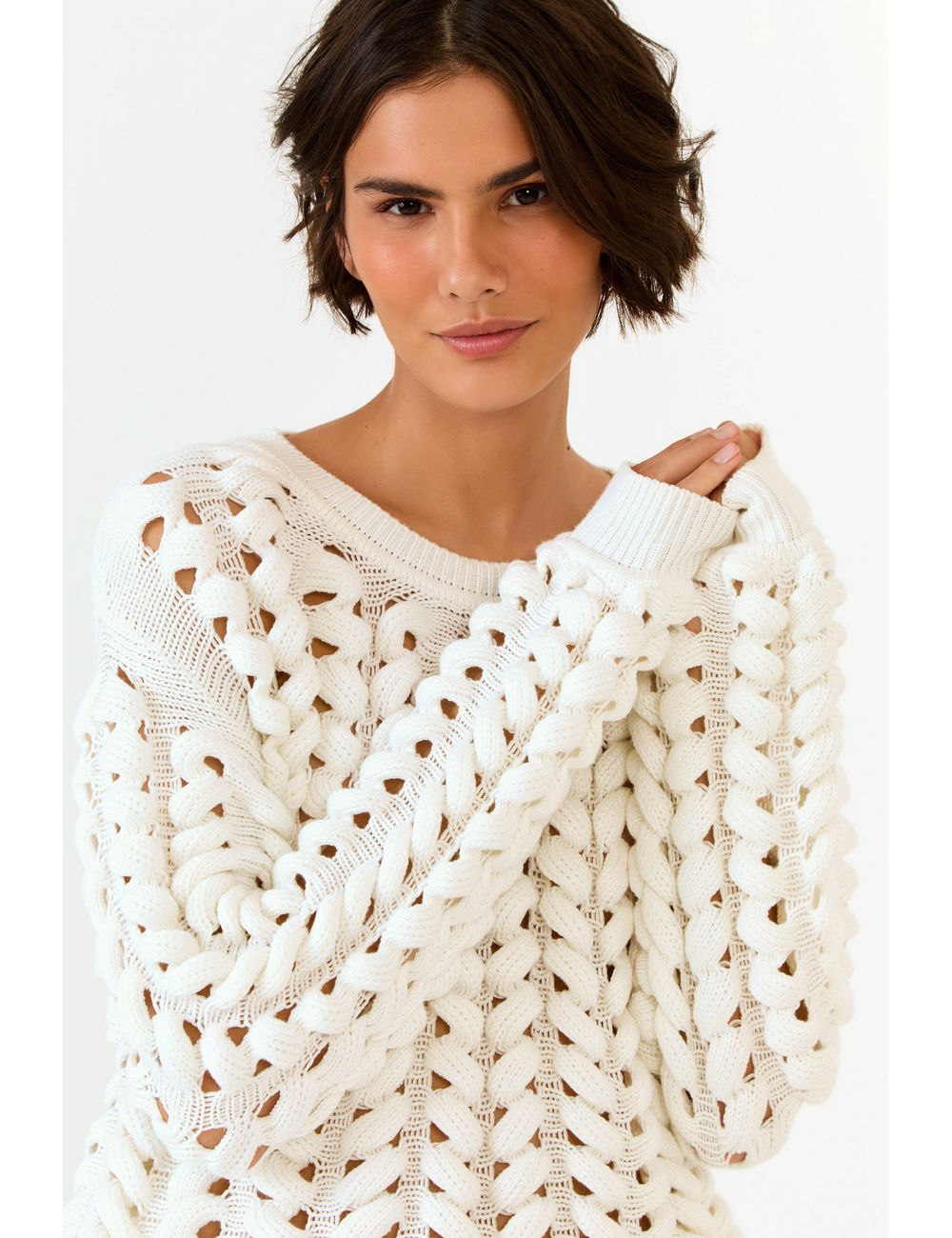 Blusa Tricot Ponto Entrelaçado