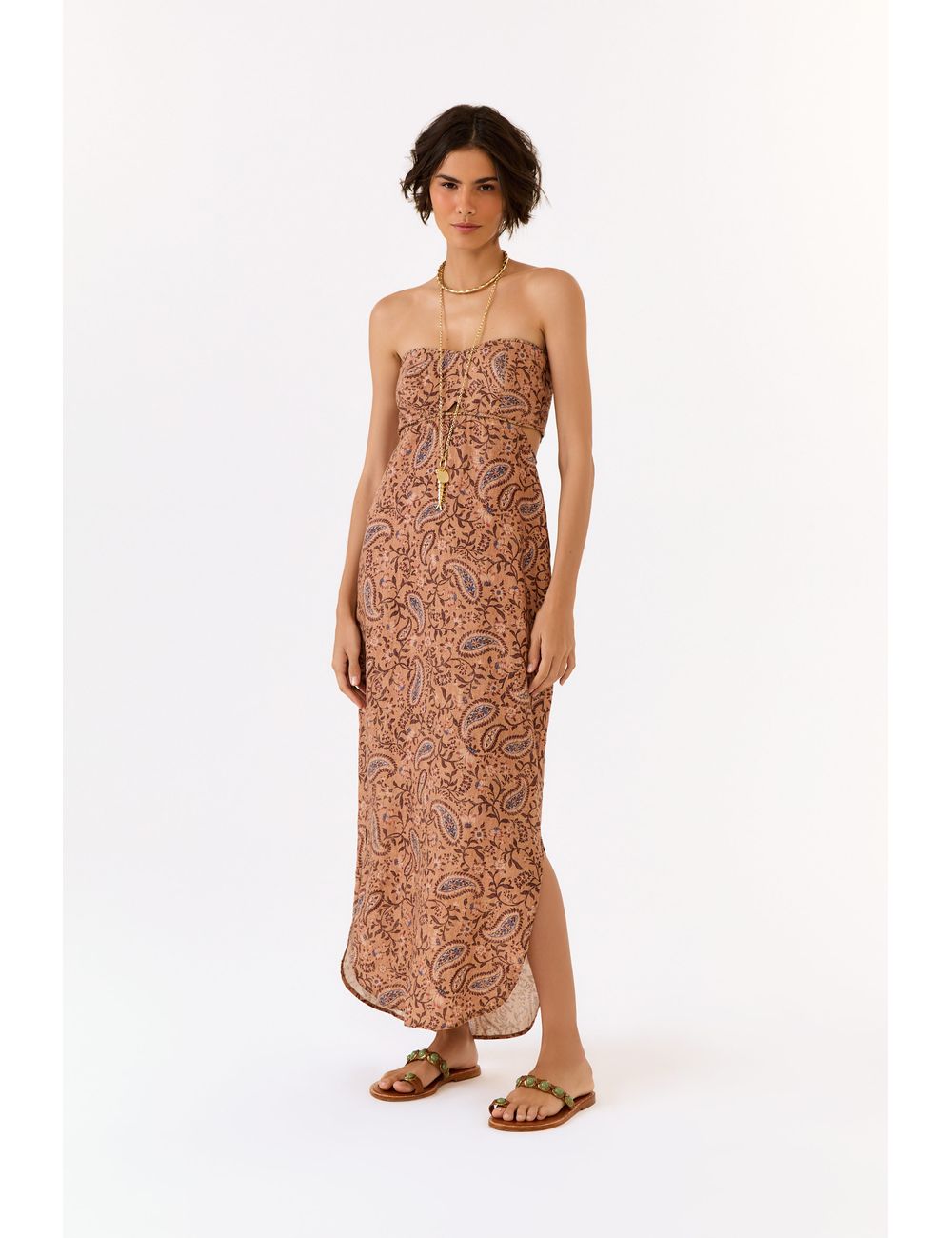 Vestido Linho Estampa Hippie Ginger