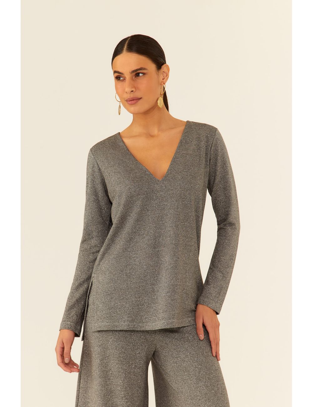 Túnica Manga Longa Lurex