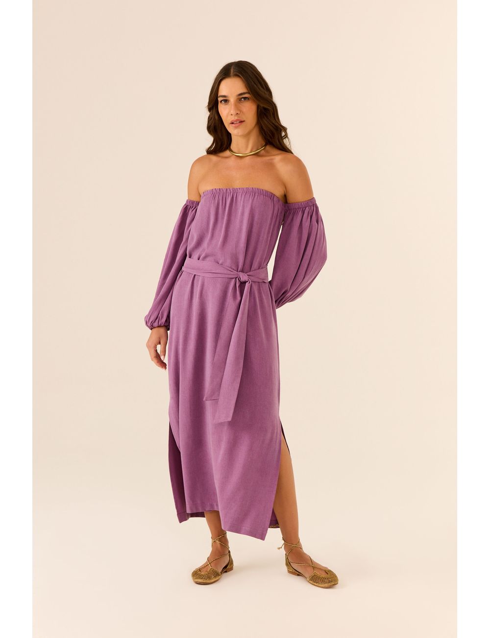 Vestido Midi Ombro a Ombro