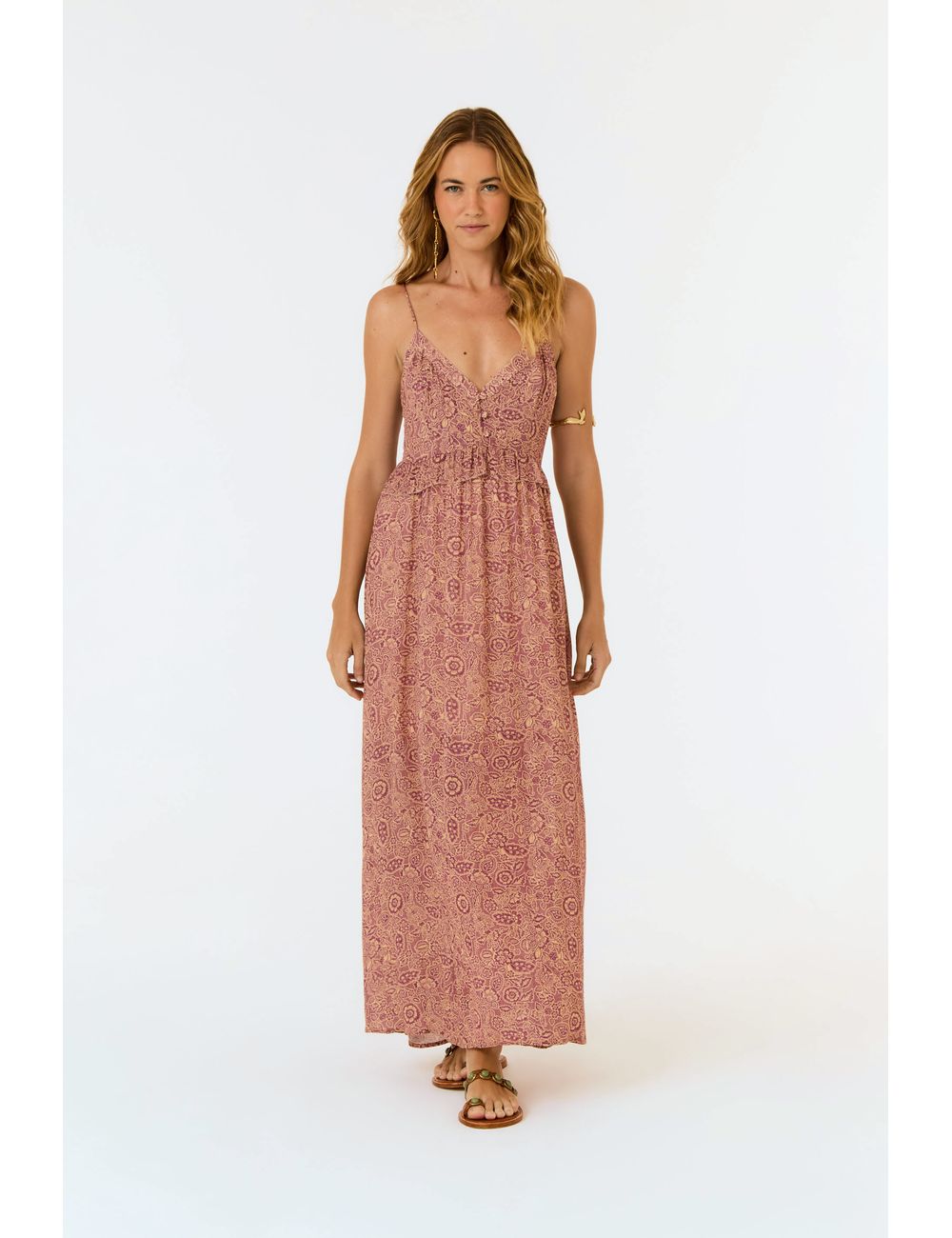 Vestido Midi Estampa Malva