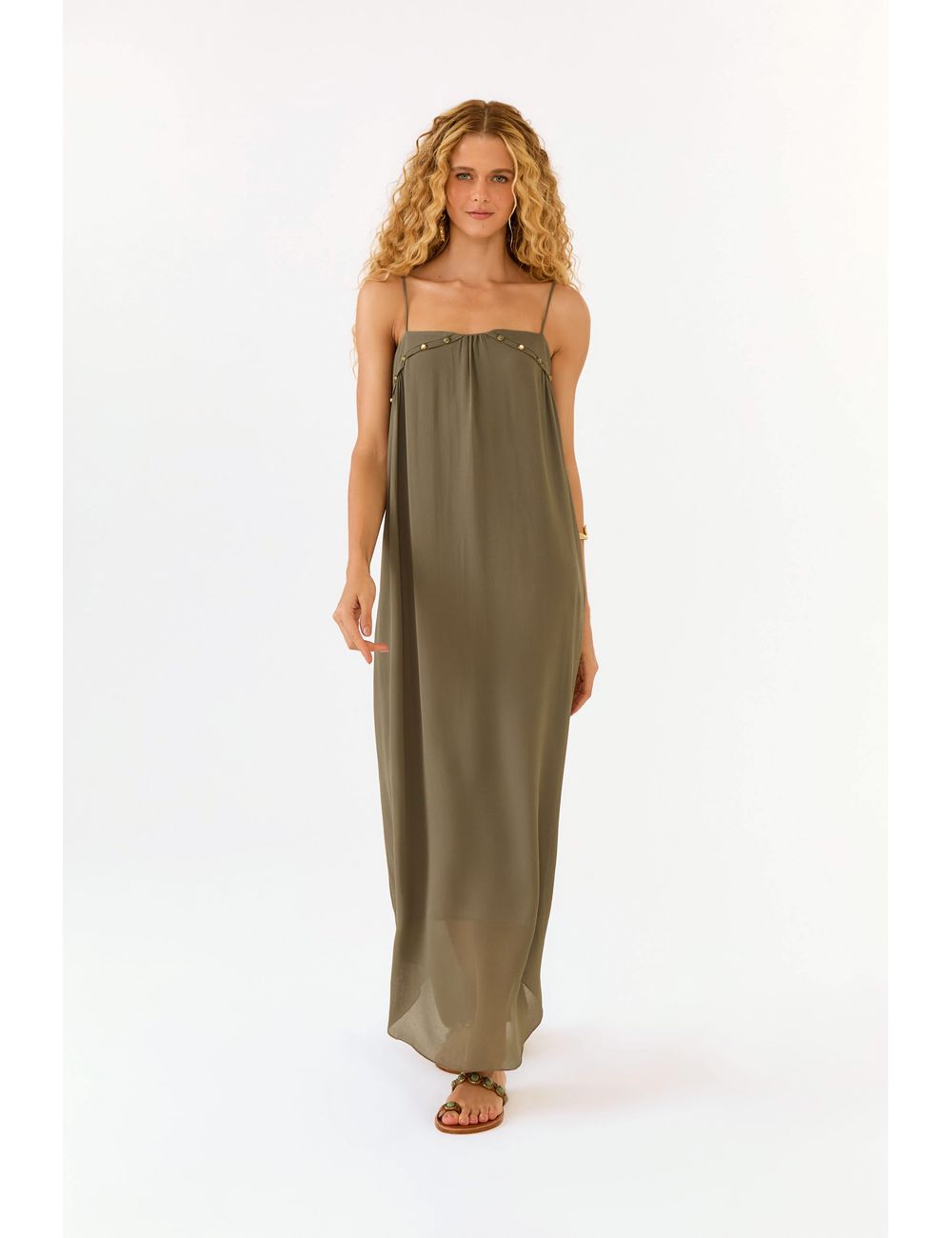 Vestido Midi Ggt Decote Metais