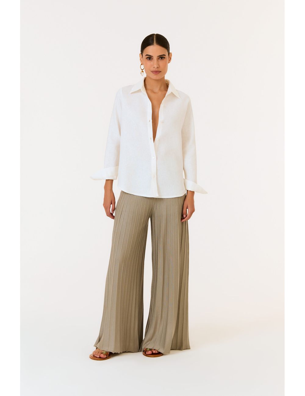 Calça Tricot Plissada