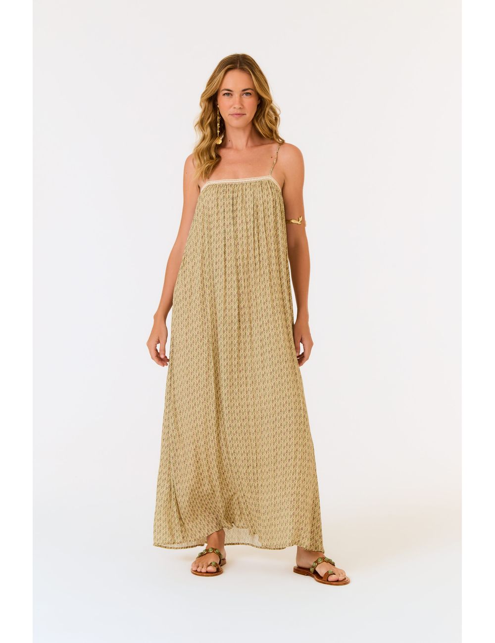 Vestido Midi Alça Estampa Lupine