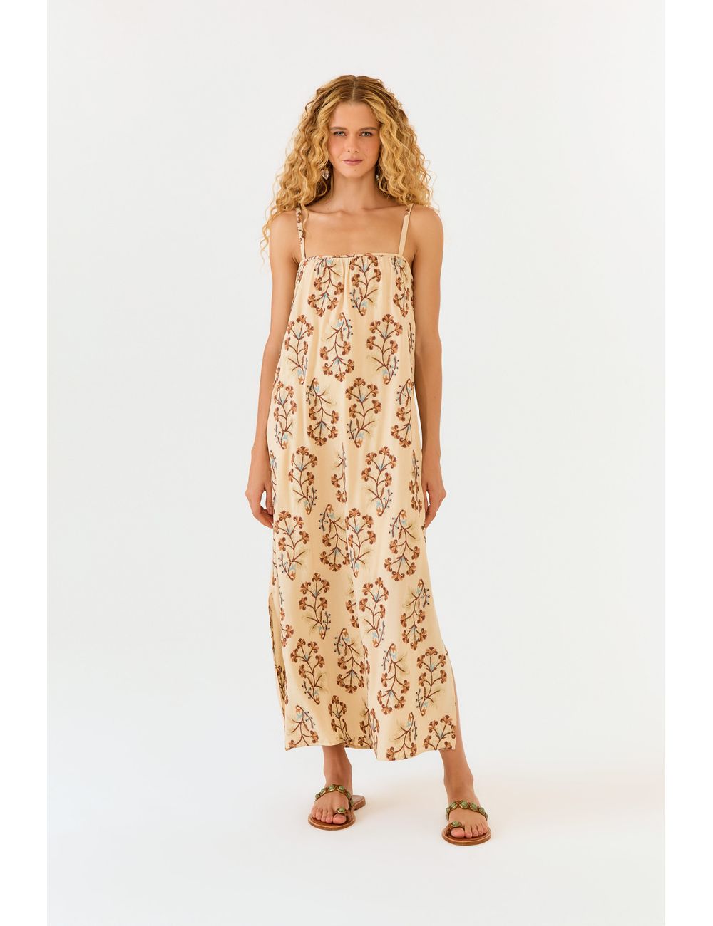 Vestido Midi Alça Bordado Iris