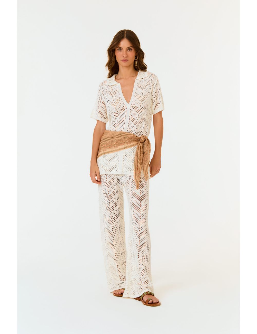 Calça Tricot Ponto Crochet