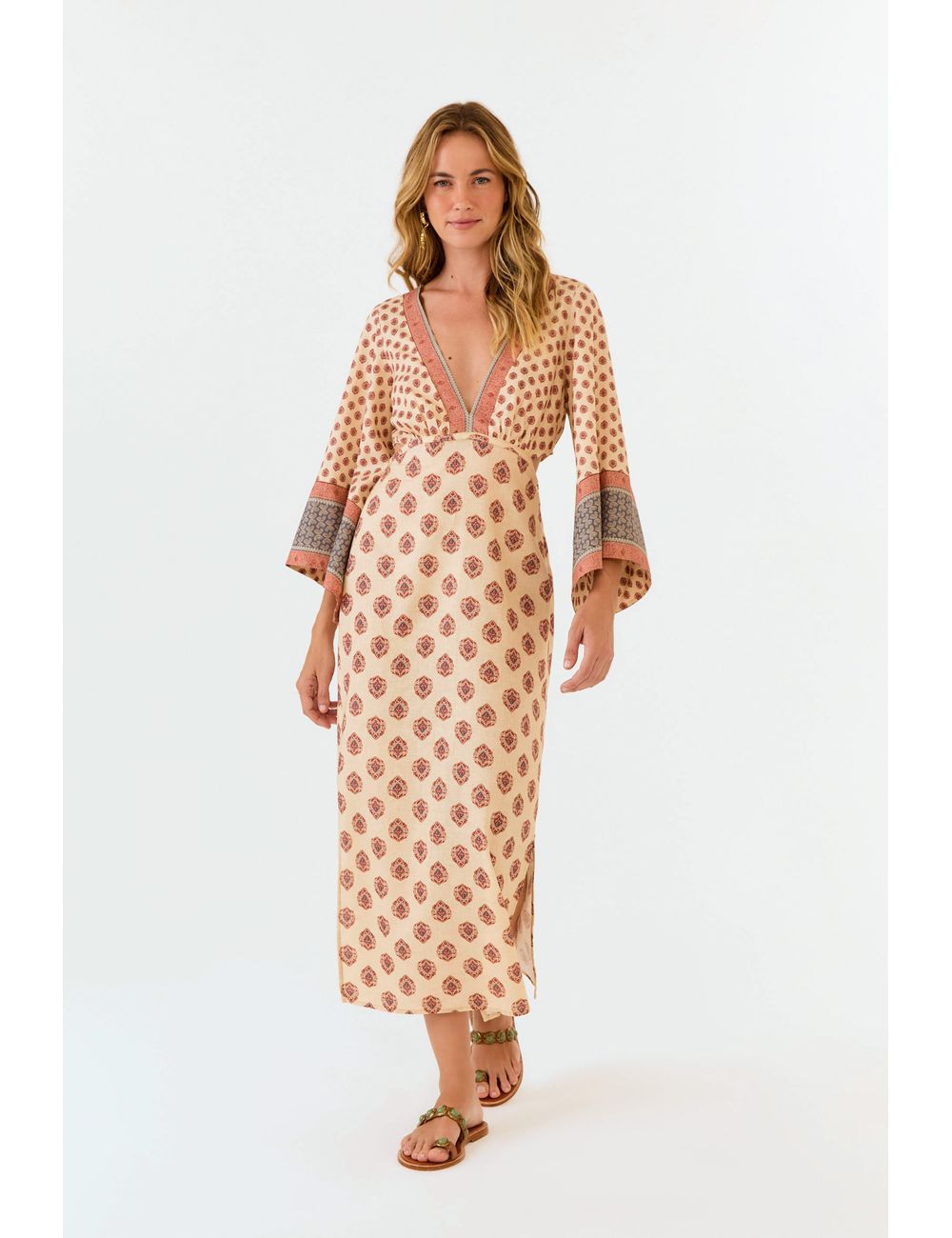 Vestido Midi Manga Estampa Haze