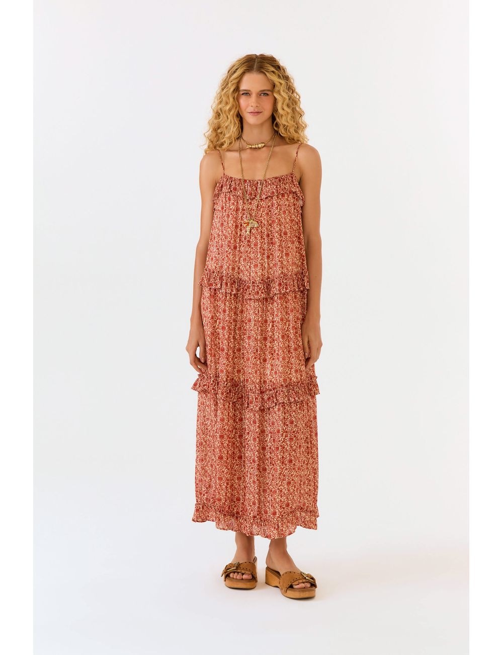 Vestido Midi Estampa Gerânio