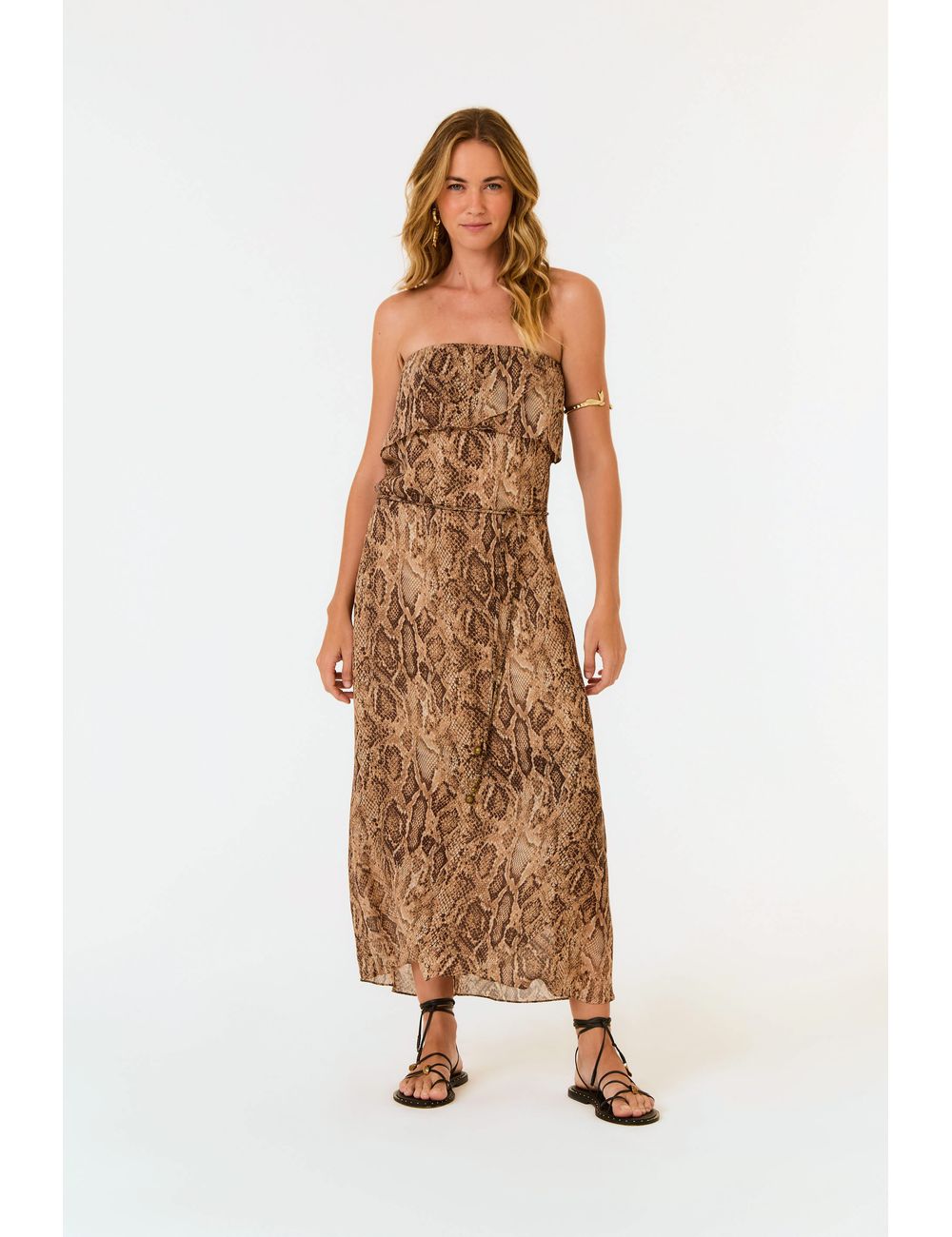 Vestido Midi Sem Alça Ggt Estampa Naja