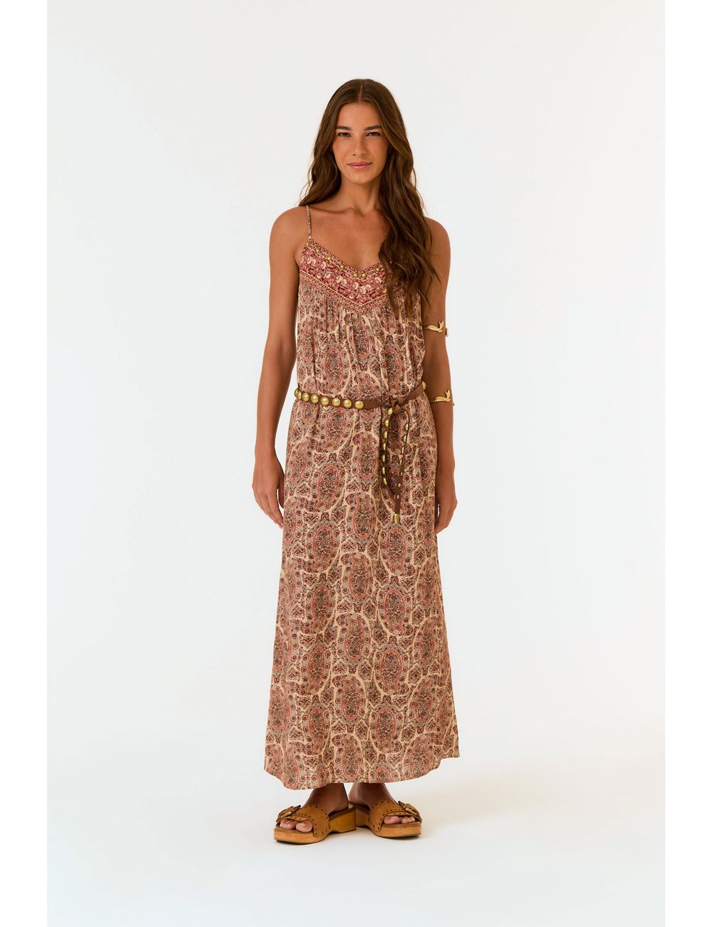 Vestido Midi Alça Estampa Charm