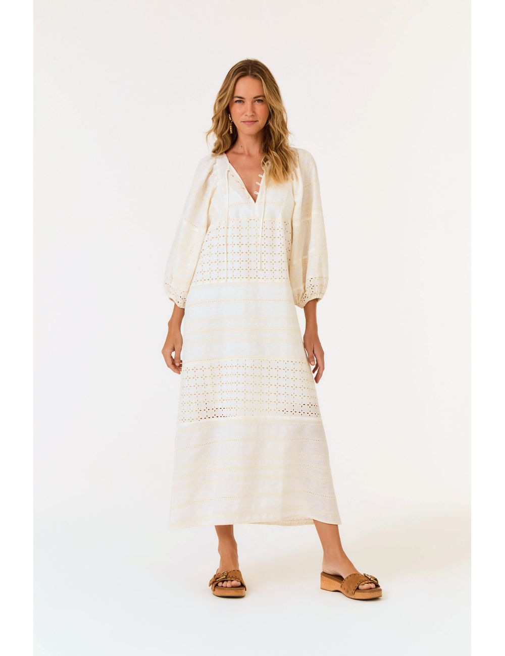 Vestido Midi Recortes Mix Laise