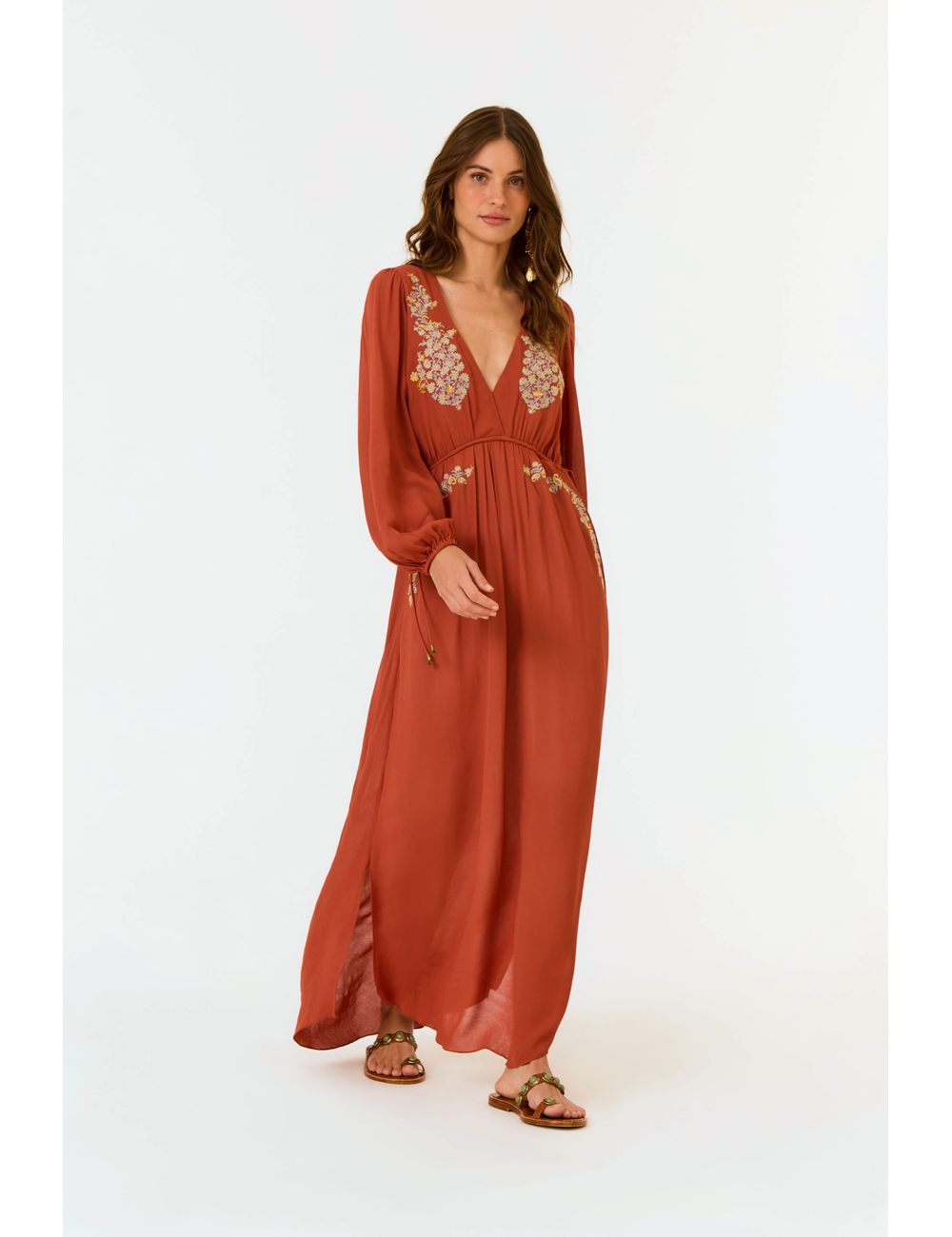 Vestido Midi Ggt Bordado Papiro