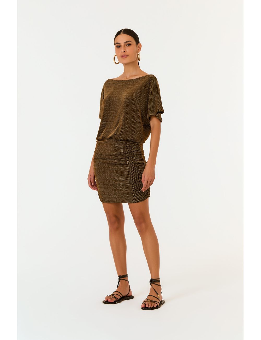 Vestido Saia Franzida Lurex