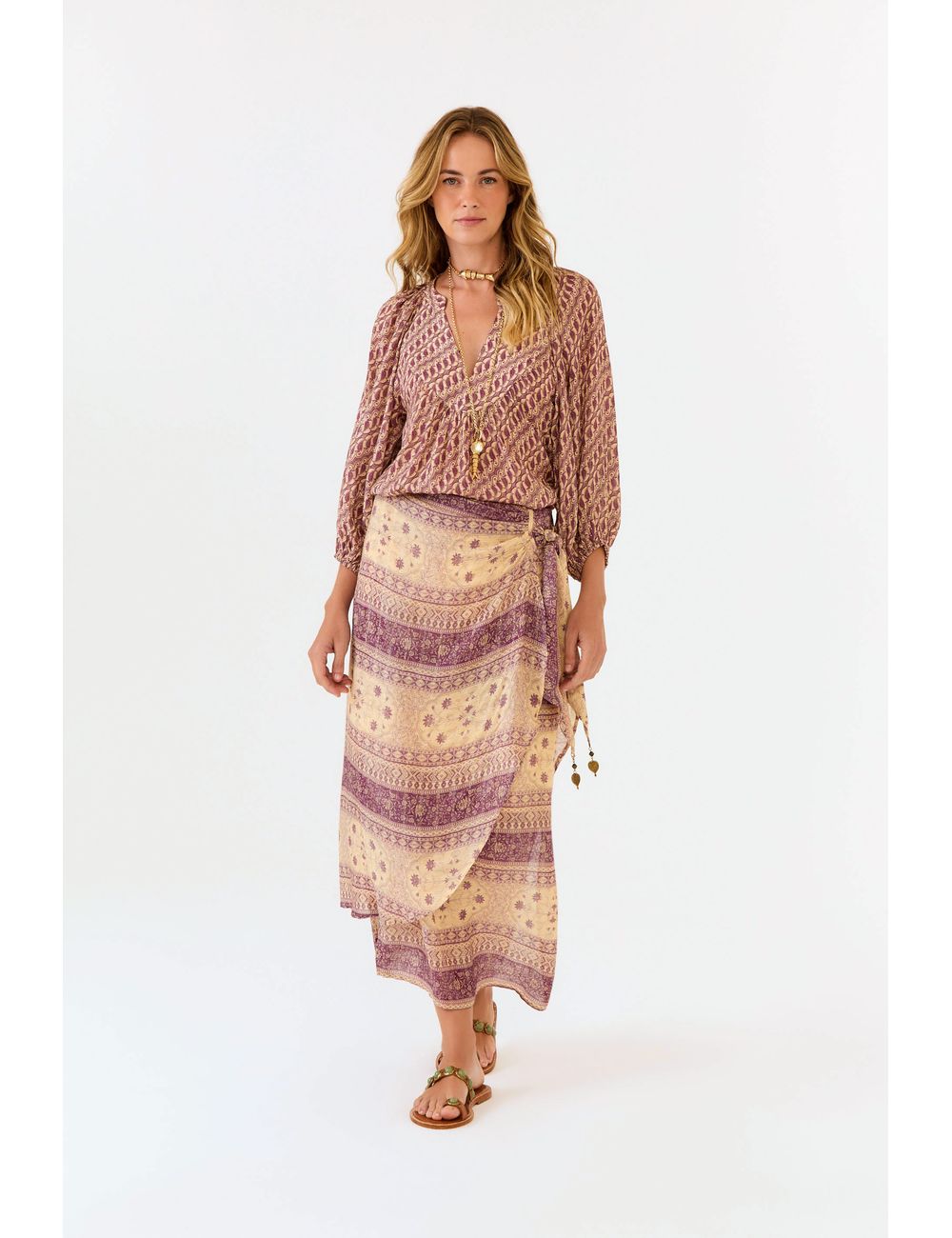 Saia Midi Estampa Hera Ágata