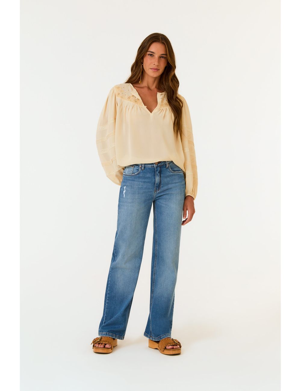 Calça Jeans Blue Reta Desgastes