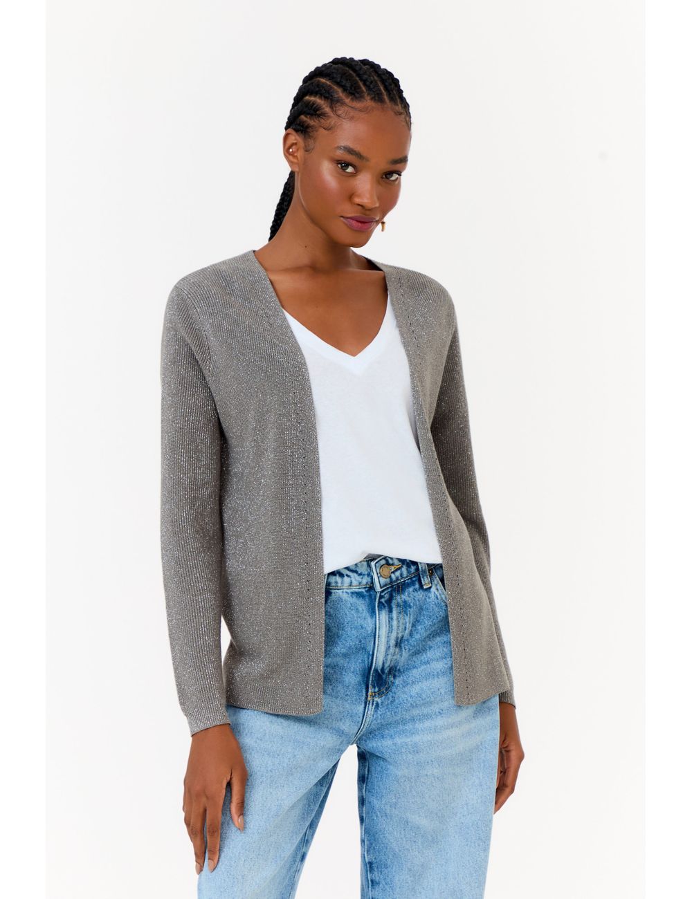Cardigan Tricot Detahe Fenda Lateral