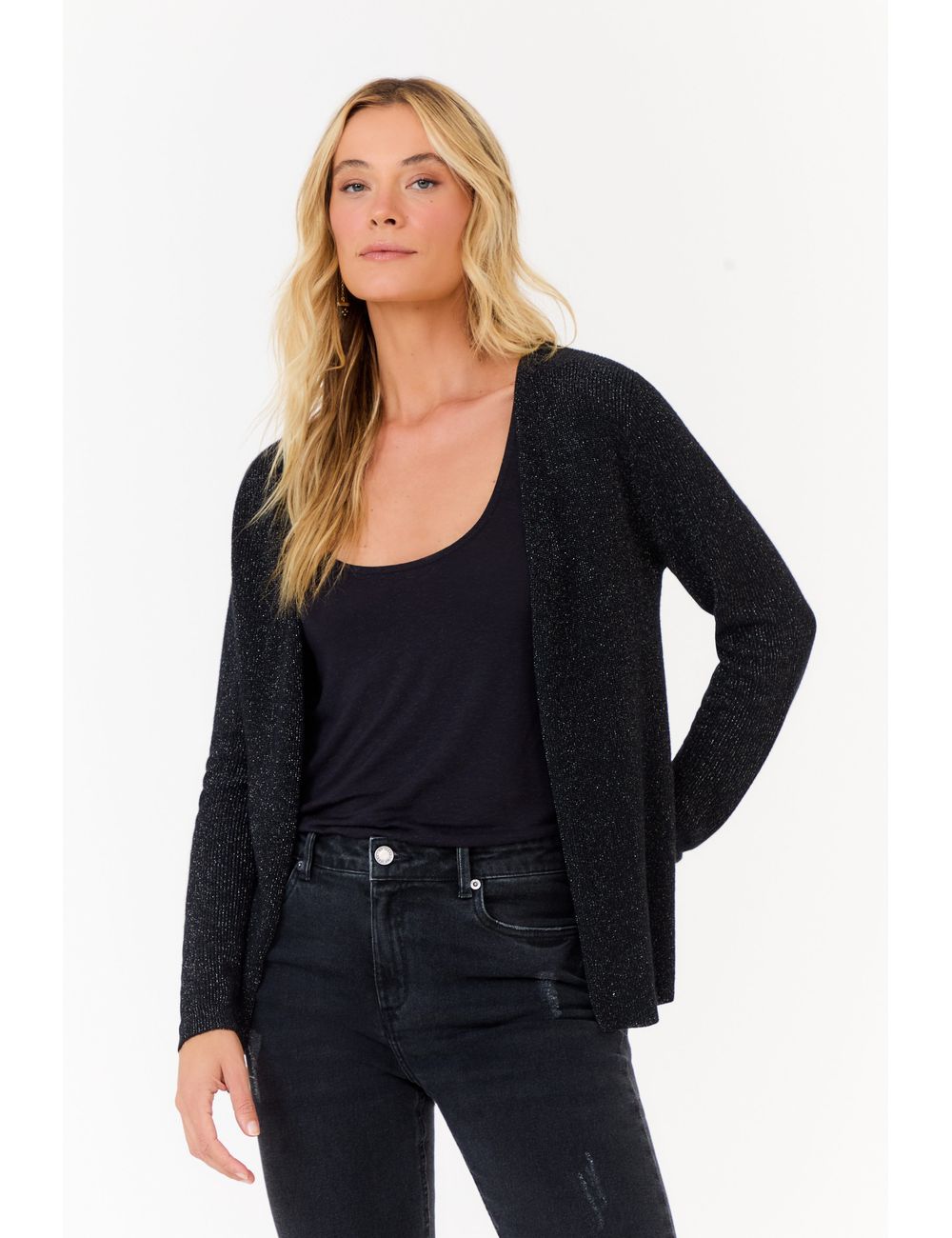 Cardigan Tricot Detalhe Fenda Lateral