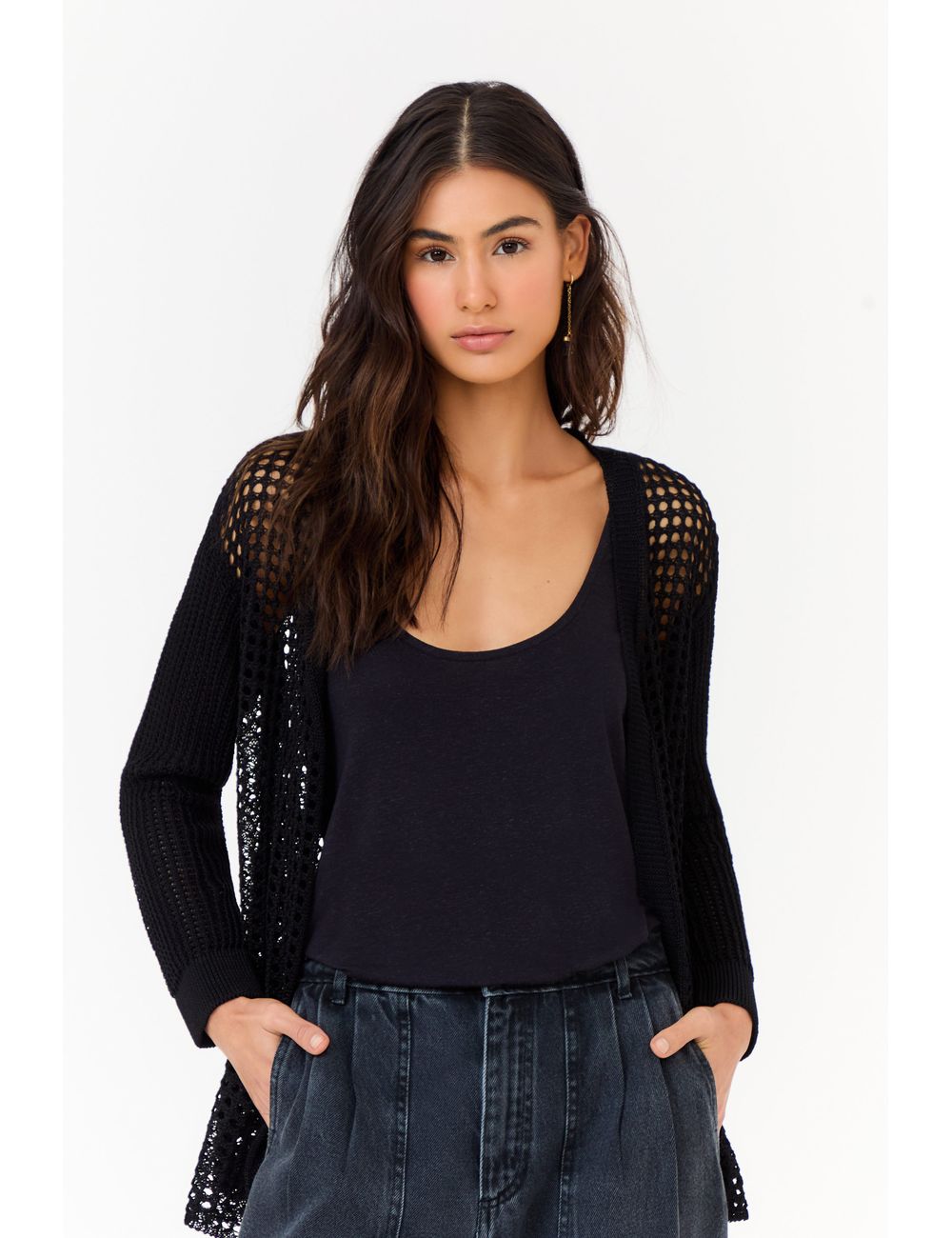 Cardigan Tricot Ponto Telado