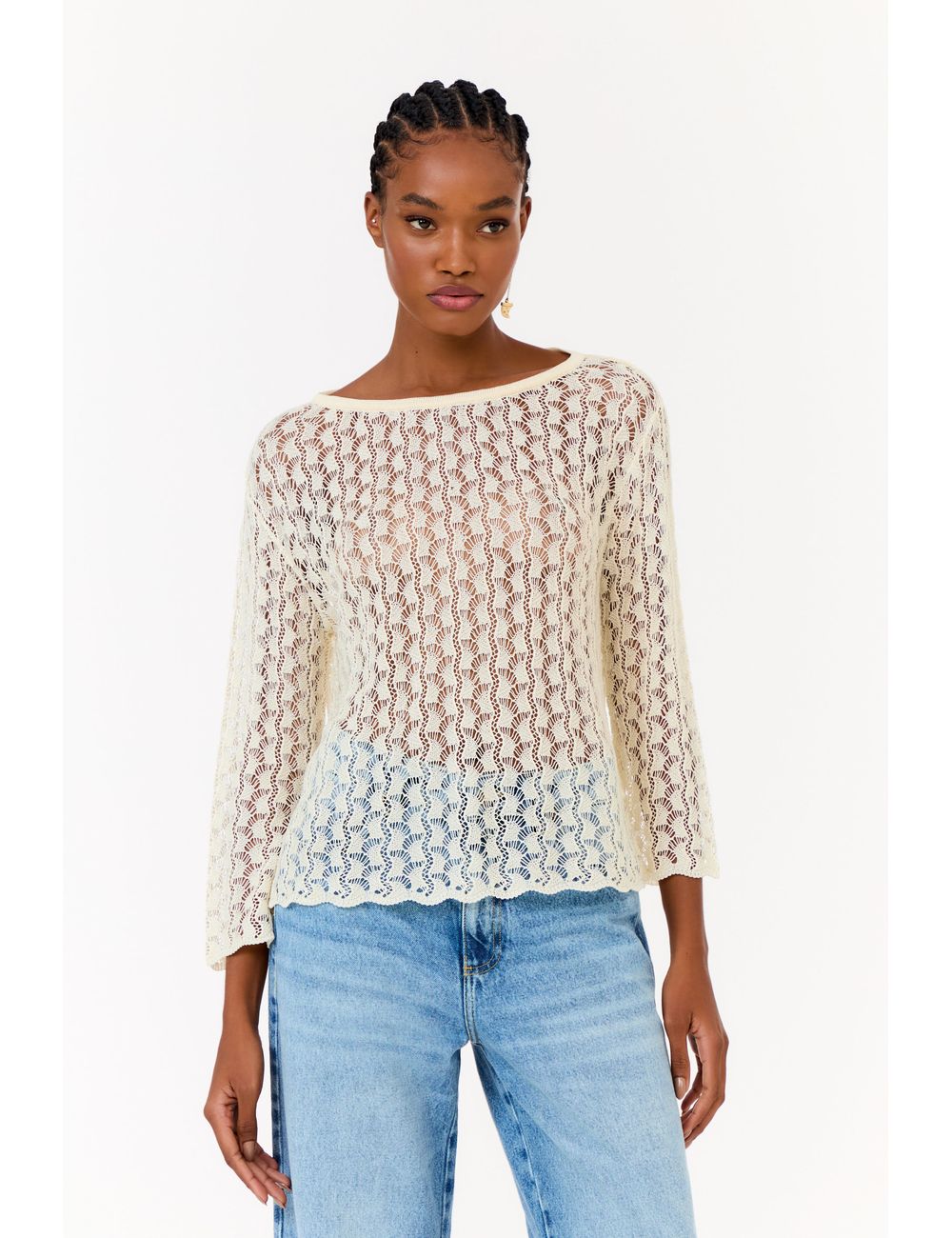 Blusa Tricot Ponto Renda