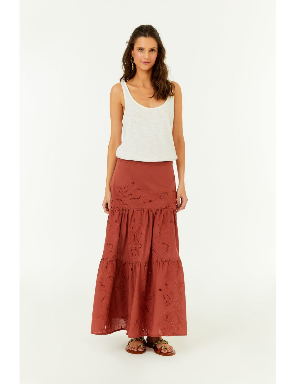 Saia Midi Bordado Poetry