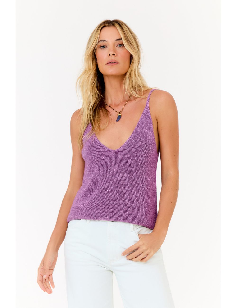 Regata Tricot Decote v Fenda Lateral