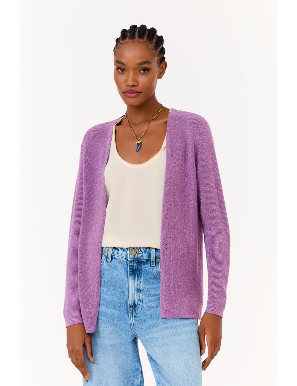 Cardigan Tricot Detahe Fenda Lateral