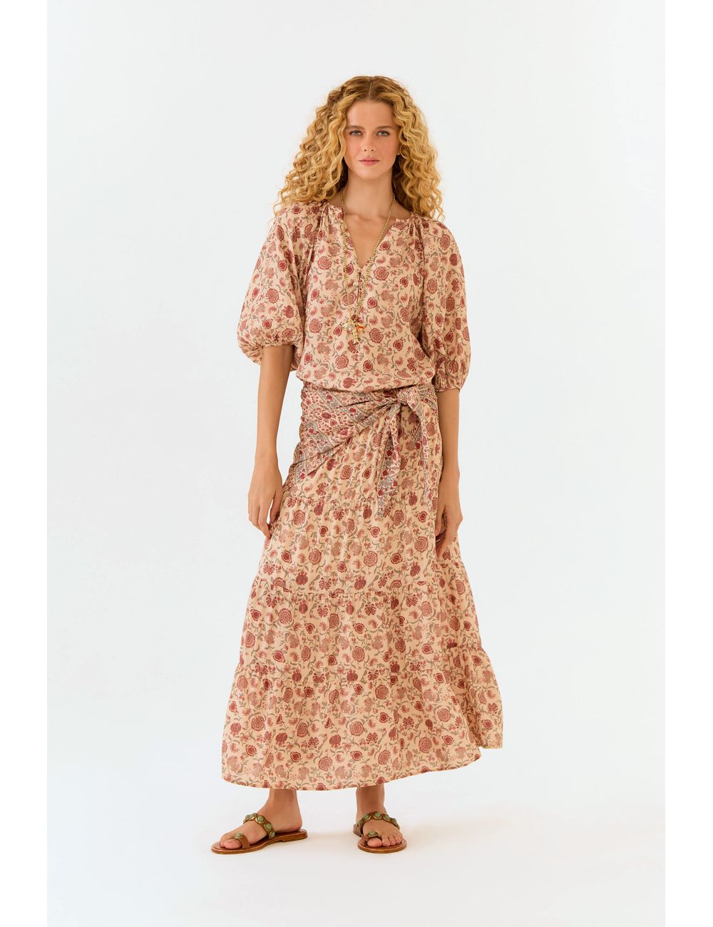 Saia Midi Marias Estampa Agave