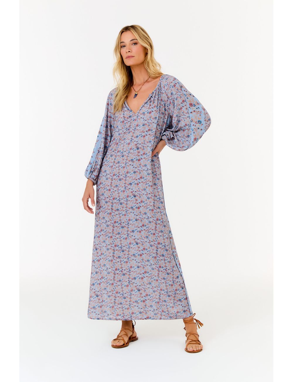 Vestido Manga Estampa Guirlanda