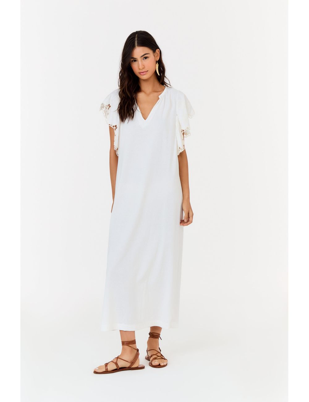 Vestido Manga Bordado Rechilieu