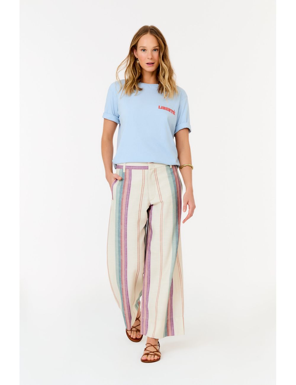 Calça Sarja Estampa Listra Coloris