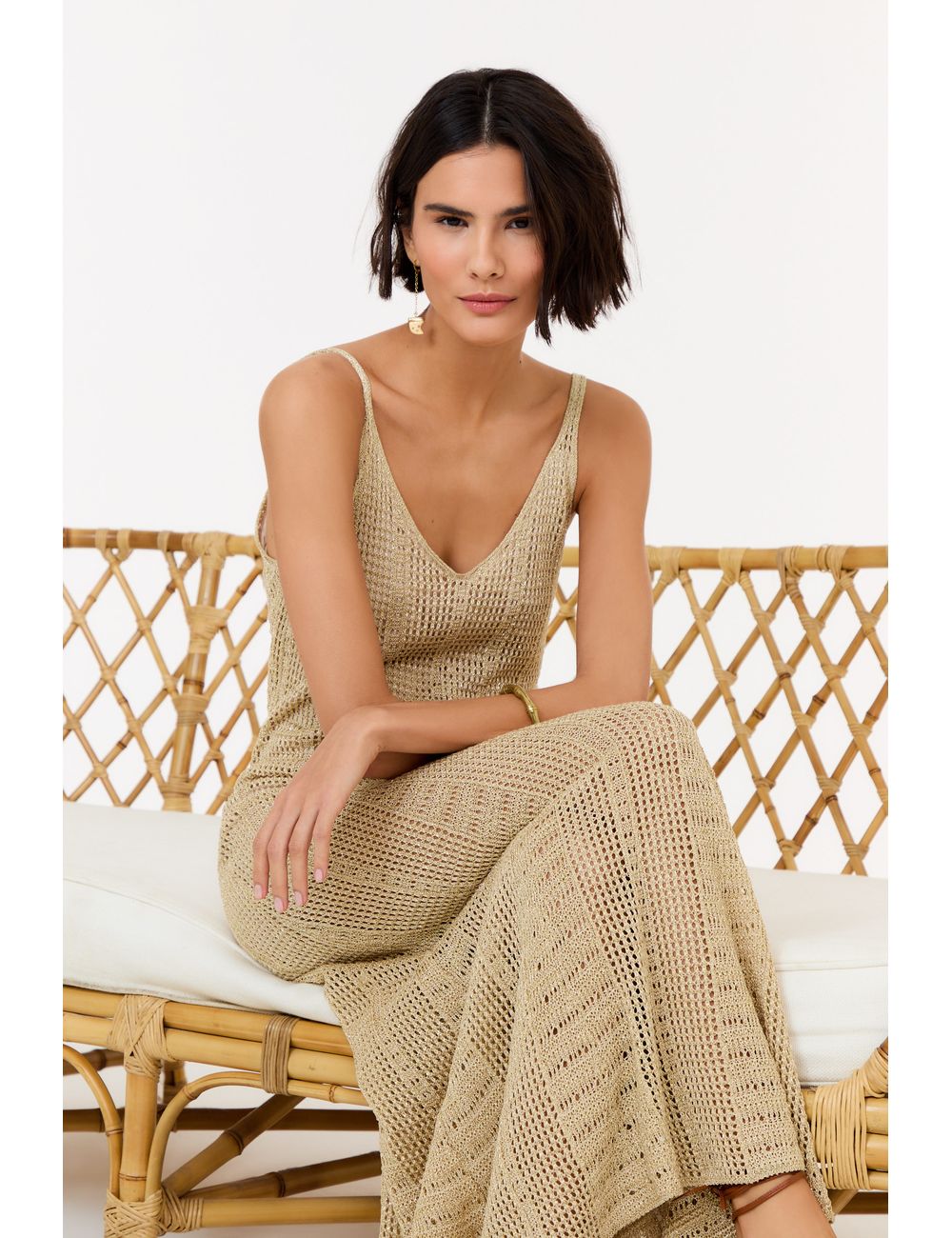 Vestido Tricot Nesgas Ponto Telado