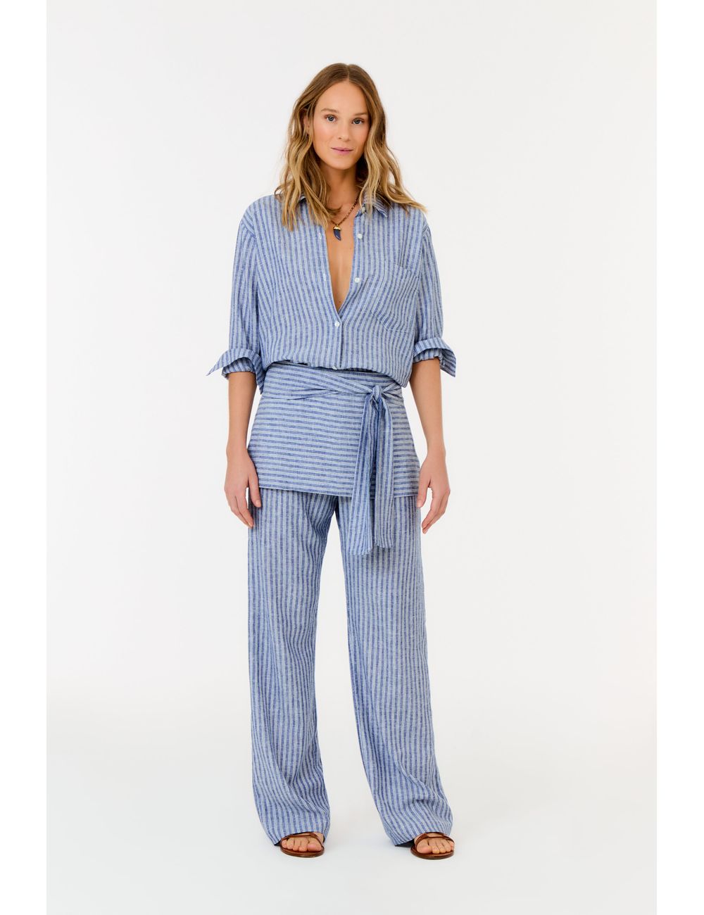 Calça Saia Mix De Listras