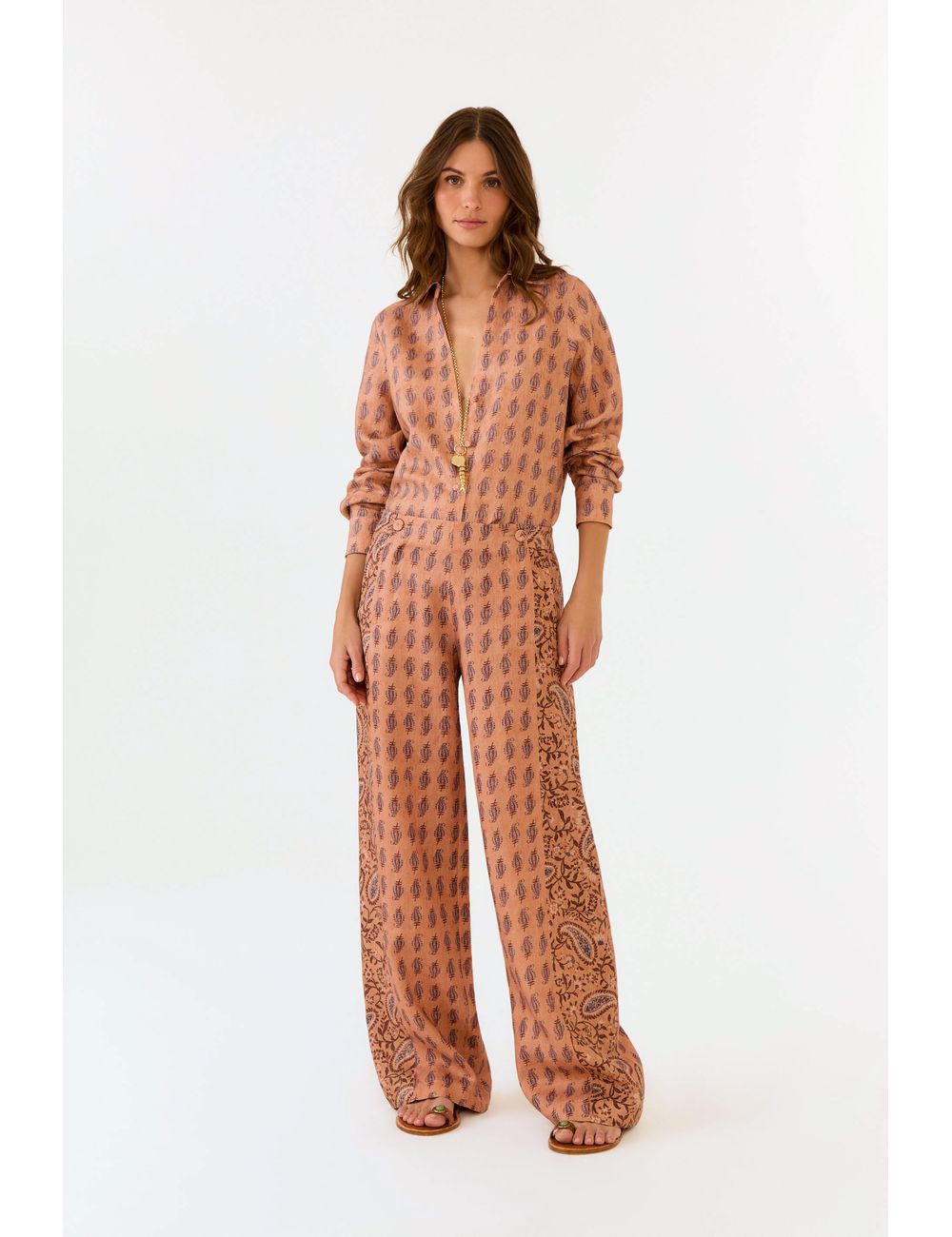 Calca Linho Est Hippie Compose Ginger