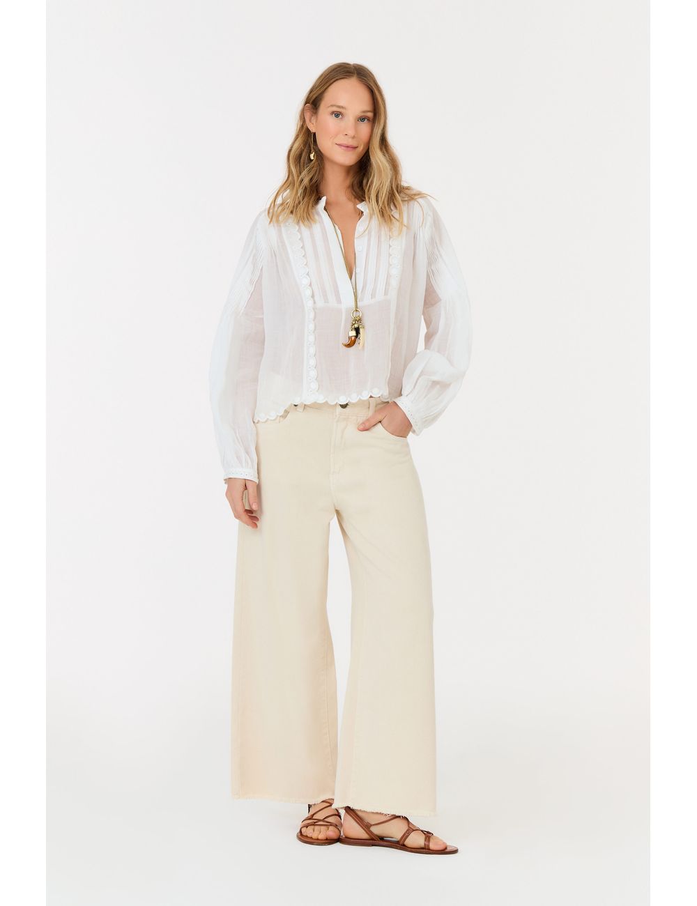 Calca Sarja Cropped Wide