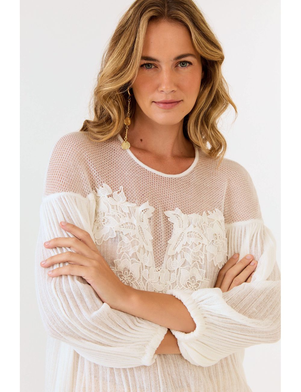 Bata Tricot Aplicação Bordado