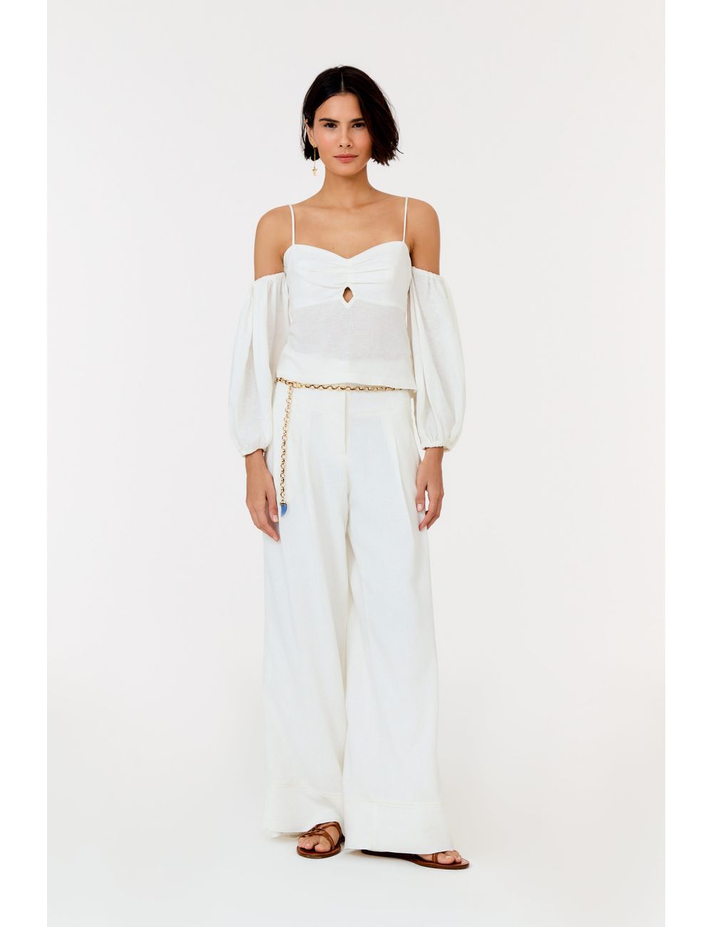 Calça Pantalona Pregas