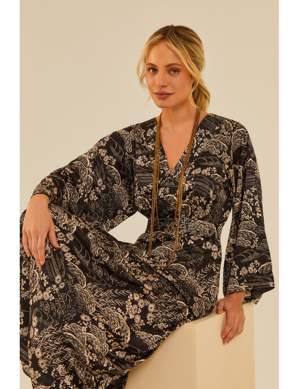 Vestido Midi Estampa Nascente