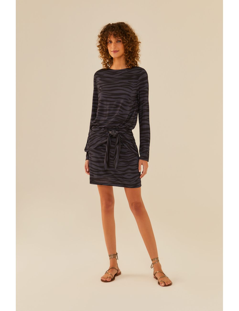 Vestido Curto Estampa Nômade Ultramarine