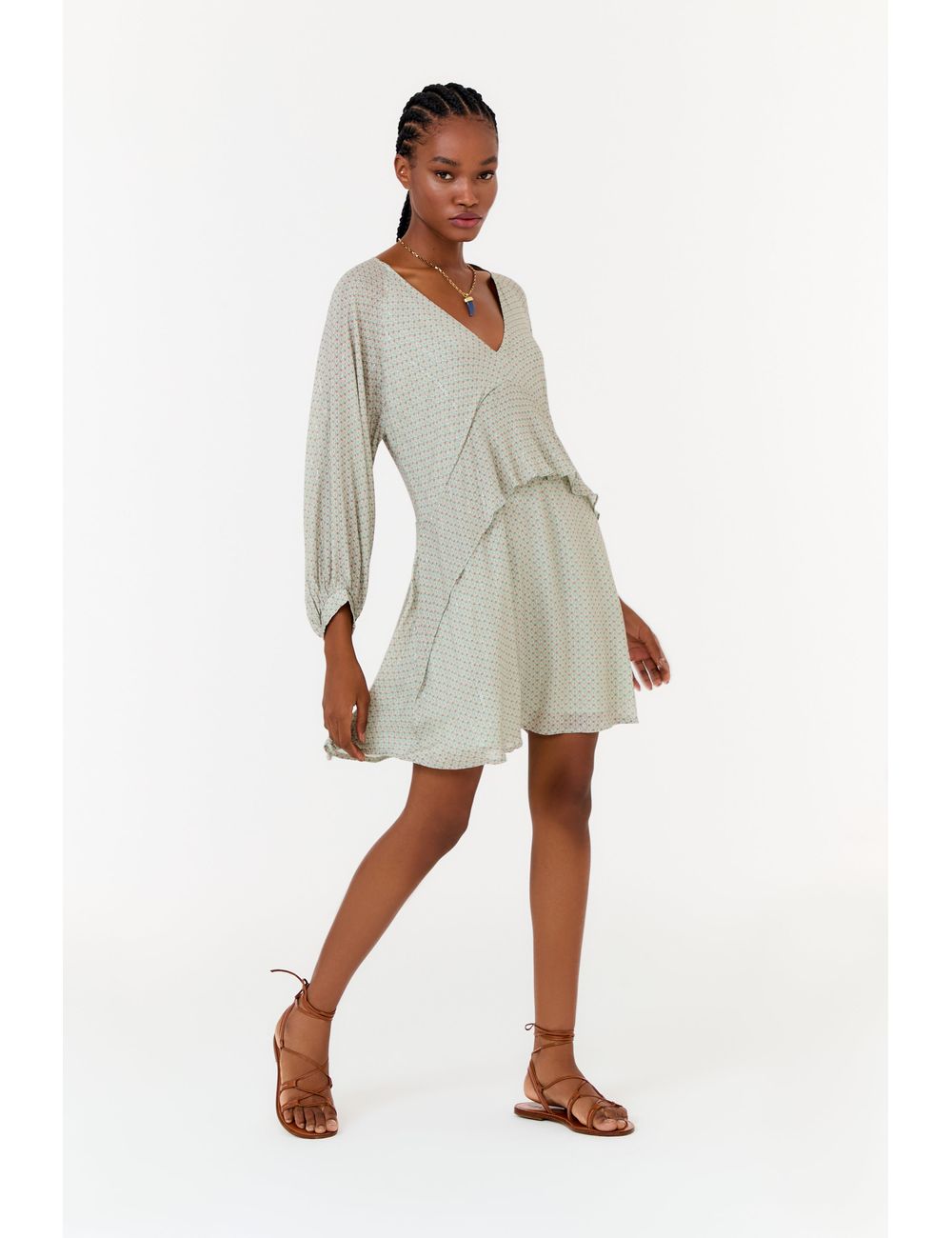 Vestido Curto Estampa Trellis