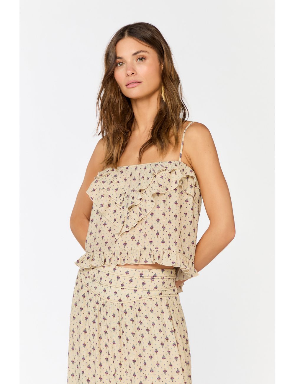 Cropped Babados Estampa Zaz