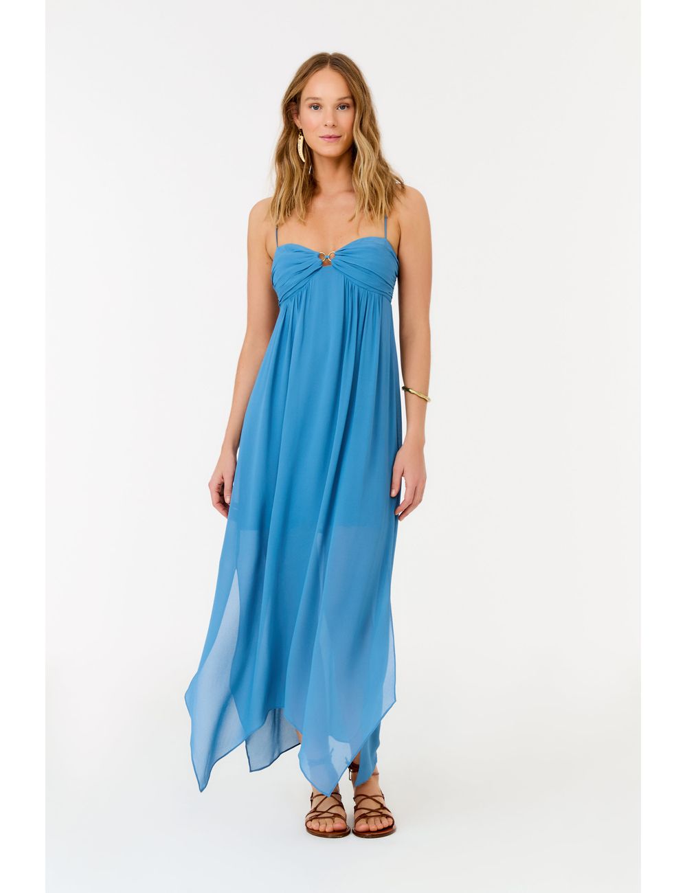 Vestido Midi Ggt Busto Franzido