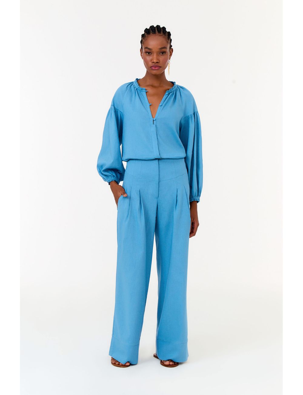 Calça Pantalona Pregas