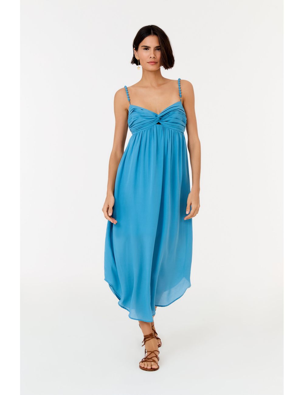 Vestido Midi Busto Franzido