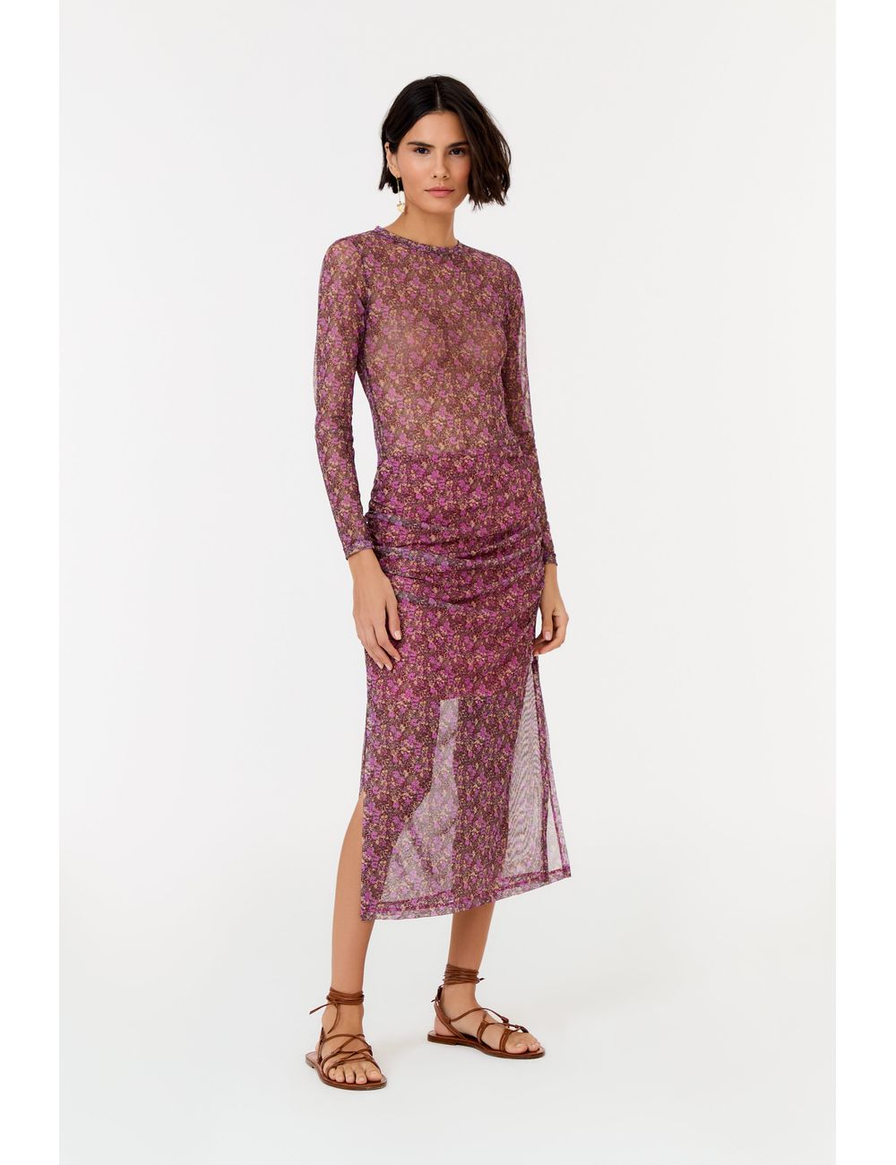 Saia Midi Estampa Violet