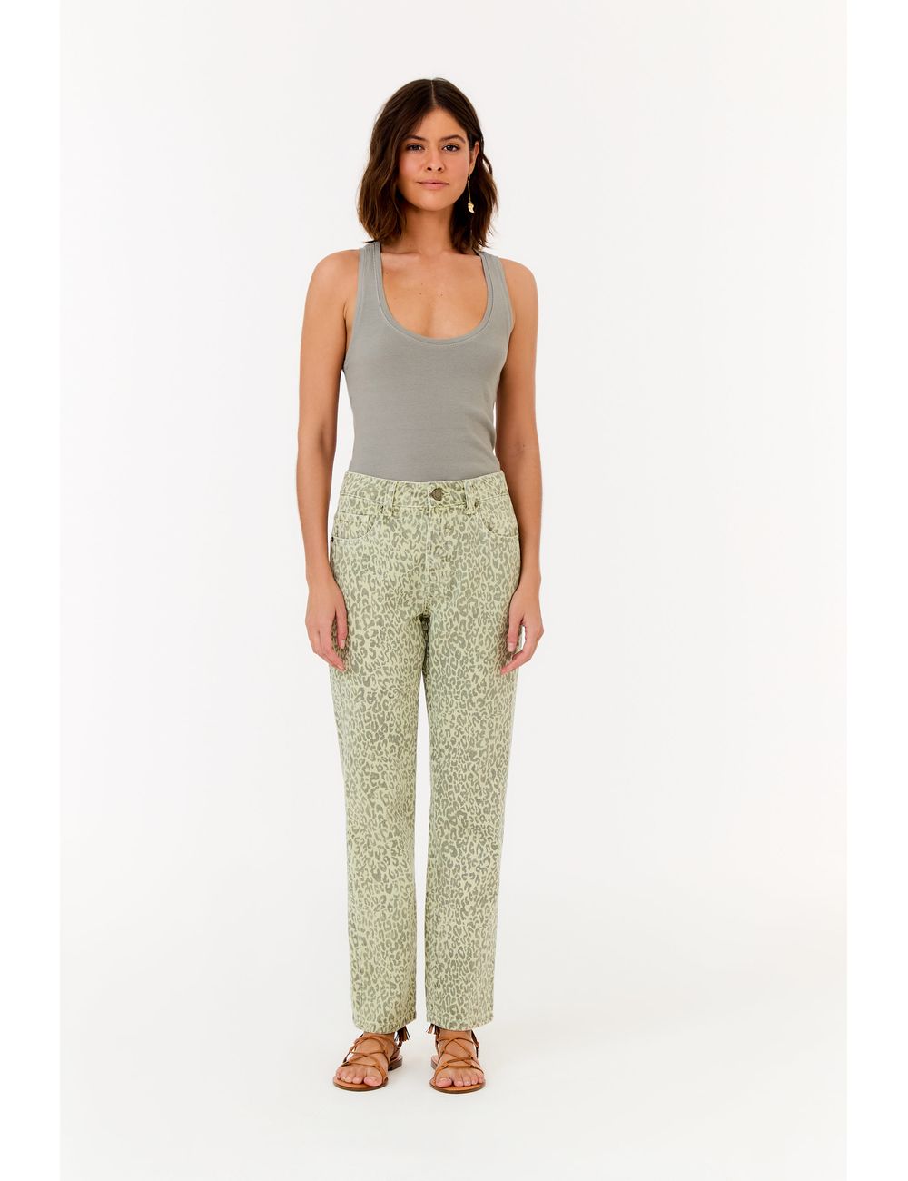 Calça Sarja Estampa Selva