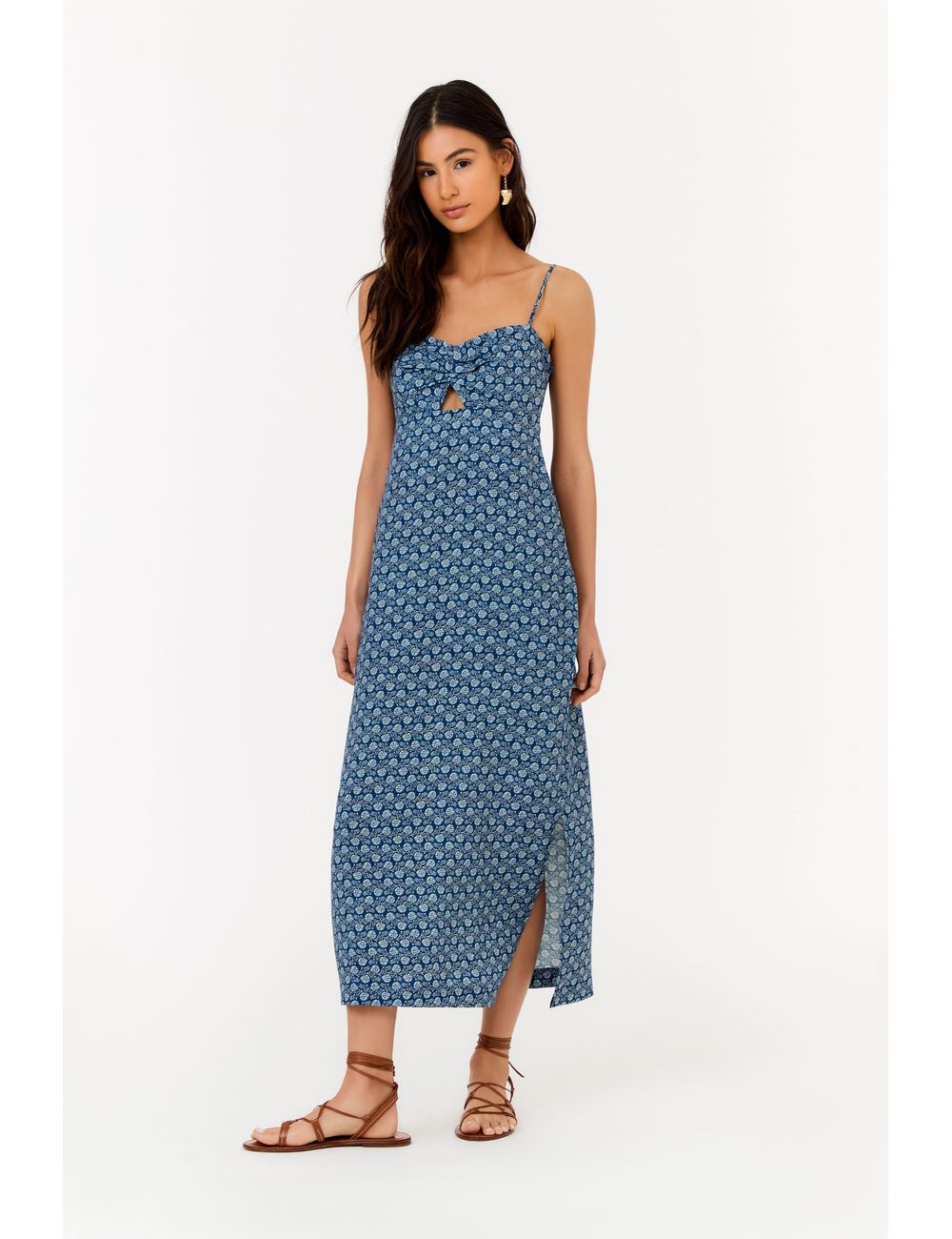 Vestido Recorte Busto Estampa Alga