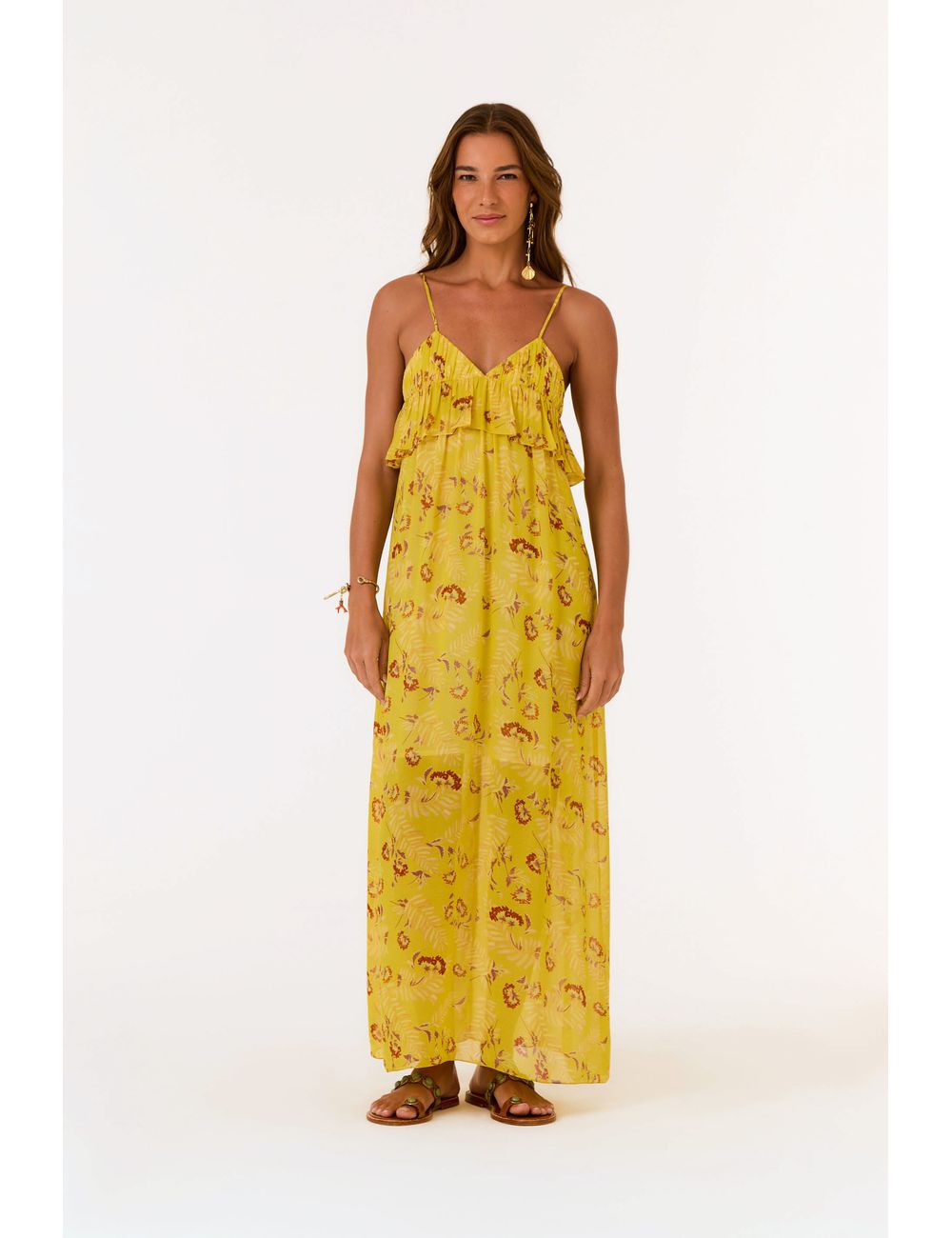Vestido Midi Alça Ggt Estampa Daisy