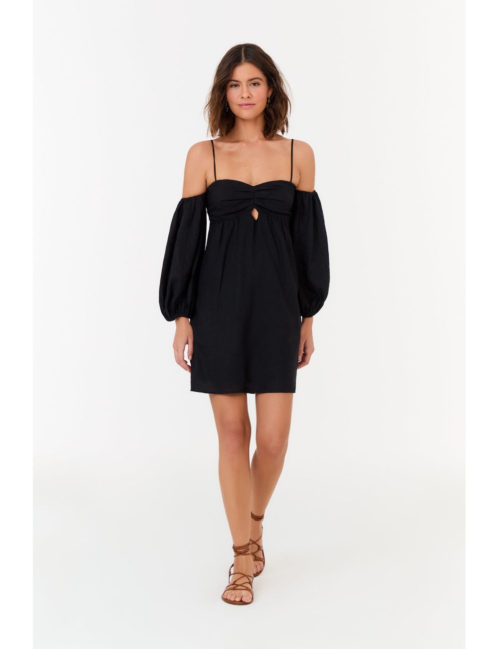 Vestido Curto Manga Bufante